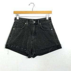 Neuw Black Denim High Rise Distressed Shorts